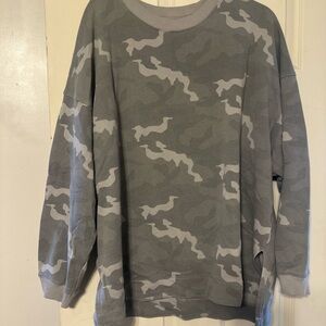 American Eagle Outfitters Grey Camo Crewneck Sweater